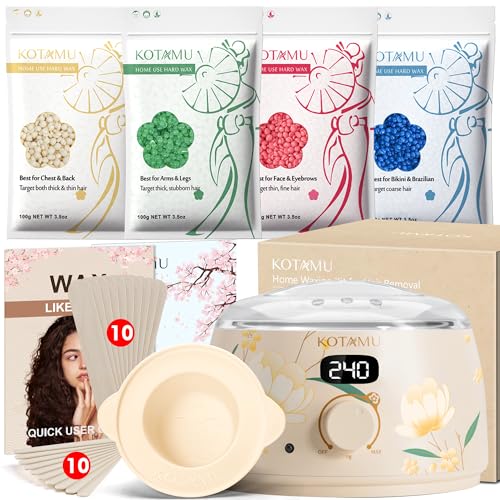 KOTAMU Waxing Kit for Women & Men, Wax Warmer for Hair Removal, Digital Wax Kit with Silicone Pot£¬Ideal for Face Eyebrow Arm Legs Armpit &Sensitive Skin, Bloomy Waxing Machine for Home Salon Use