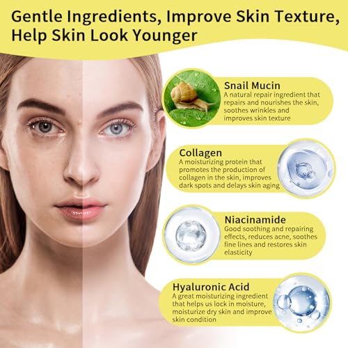 Collagen Skincare Set For Teen Girls, Anti Wrinkle & Repair Face Skin Care Gift Set With Face Cleanser, Serum, Face Cream, Eye Cream, 4 PCS Peptides Facial Kit Travel Size For Women.