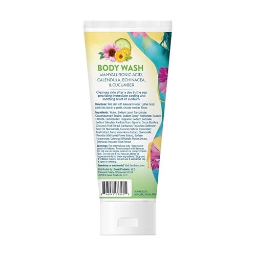 Sunburnt After Sun Body Wash ? Cooling Cleanser with Hyaluronic Acid, Calendula, Echinacea & Cucumber ? Soothes Sunburn, Hydrates & Calms Skin ? Sulfate & Paraben Free, 6 oz