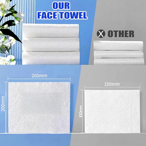400 Count Disposable Face Towel, Dual-Textured Clean Wipes ? Dry/Wet Use, Ultra-Soft Facial Towels, Lint-Free Face Towel Disposable for Women Cleansing, Makeup, Travel