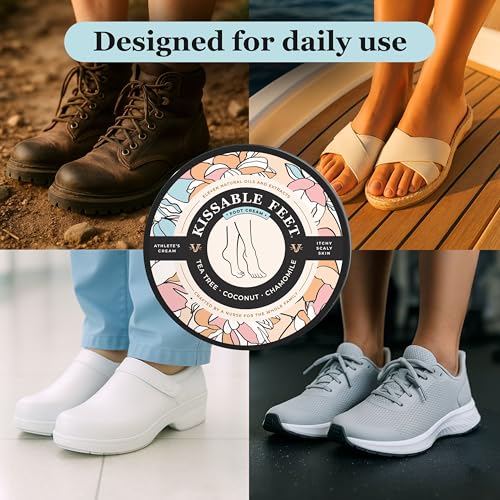 Kissable Feet, Athletes Foot Cream ? Cream for Itchy, Dry Skin ? Tea Tree, Coconut & Chamomile ? Crafted for the Whole Family, No Sting ? 3.5 oz