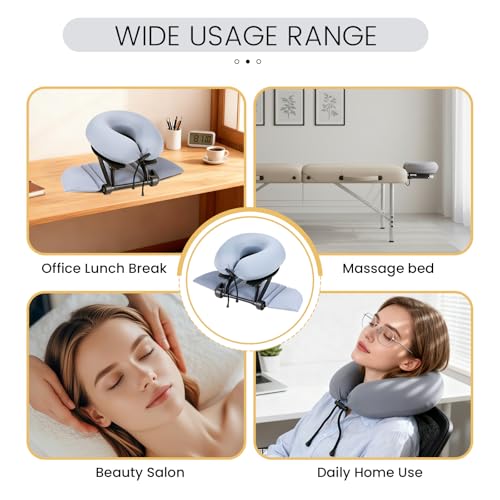 Massage Table Face Cradle£¬Cold Memory Foam Pillow£¬Adjustable Multi-Functional Memory Pillow for Office, Travel Sleep£¬Practical and Portable - New Choice for Lunch Break - Slate Blue£¨Aluminium Stand£©