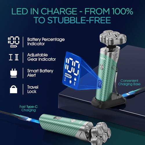HIENA PRO Cordless Hair Clippers for Men, Professional Barber Kit - Beard Trimmer, Aluminum Foil Shaver, Nose Trimmer, 10 Limit Combs - Fast Charge, Smart LED Display (Clippers/Trimmer)