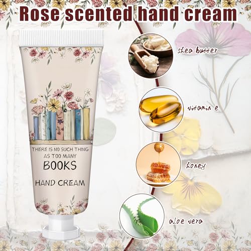Leelosp 48 Pcs Book Club Gift Bulk Mini Hand Cream Travel Size Lotion Book Lover Gift for Women Member for Dry Cracked Hands