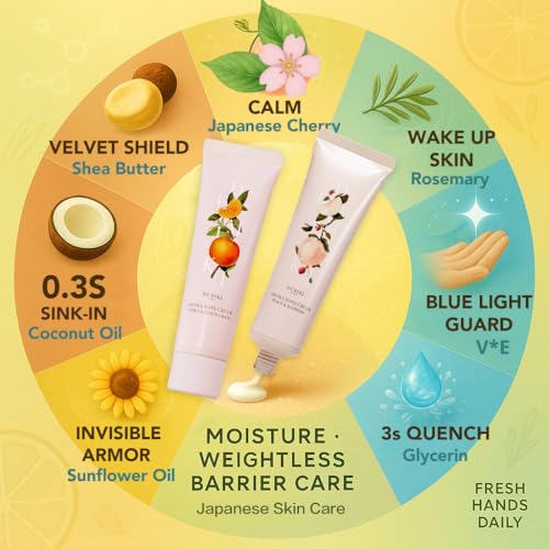 DEMIKI Shea Butter Hand Cream for Dry Cracked Hands, Birthday Gifts for Women, Bridesmaid Gifts, Nurse Gifts, Valentines Day Gifts, Party Favors, Hand Cream Gifts Set for Women, Travel Size1.7fl.ozx4
