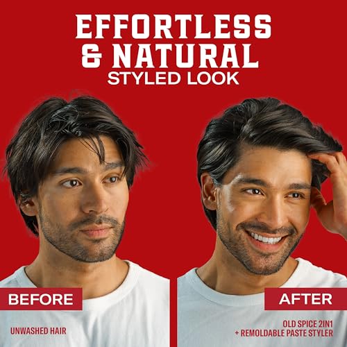 Old Spice Re-Moldable Paste for Men, Healthy & Strong with Vitamin E & Biotin, Men's Hair Styling Paste, Medium-High Hold, Matte Finish, 2.22 oz