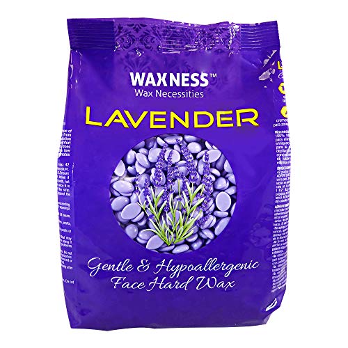 Waxness Lavender Face Hard Wax 0.8 lb (400 g) ? Creamy Stripless Hard Wax for Sensitive Skin, Face, Bikini, Synthetic Resin Formula, Gentle Hair Removal ? Made in Italy