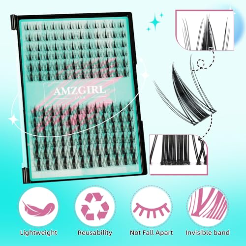 Manga Lash Clusters Kit 144PCS Fairy Eyelash Extension Kit with Lash Bond and Seal, Fake Eyelashes Clusters with Invisible Lash Band, Lash Glue Remover and Lash Applicators (8-16mm Kit,Black Bond)