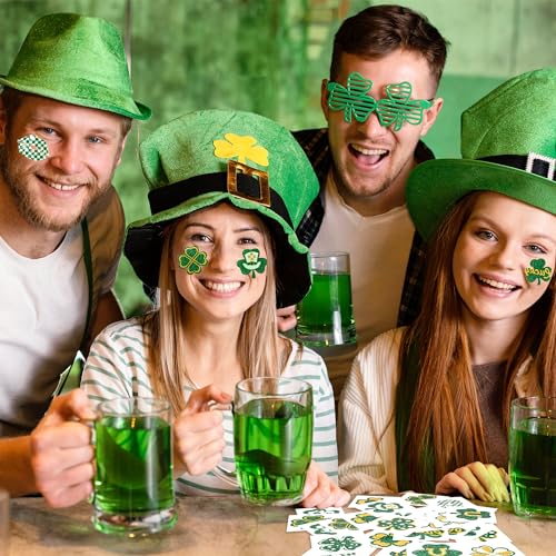 30 Pcs Glitter St. Patrick's Day Tattoos, St Patricks Day Accessories, St Patricks Day Stickers, Saint Patricks Day Irish Leaf Shamrock Temporary Tattoo Sticker for Body Face, Party Favors Decoration