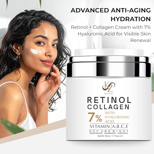 Retinol Collagen Face Moisturizer & Moisturizer Face Cream with Retinol ? Anti Aging Face Cream for Women with 7% Hyaluronic Acid, Vitamins A B C E ? Facial Moisturizer for Day & Night 1.7 fl oz