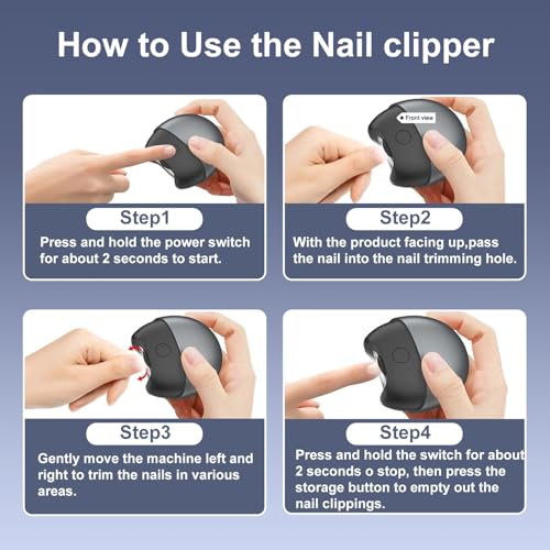 3 in 1 Electric Automatic Nail Clipper, 2026 Upgraded Electric Nail Clipper Automatic Nail Trimmer with Light & Nail Scraps Storage 2 Speeds Electric Fingernail Clippers for Seniors Adults£¨White