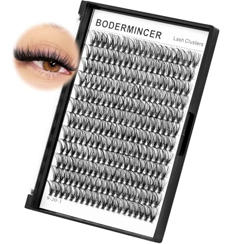 Bodermincer Black Cluster Lashes 240pcs 20D/40D DIY Eyelash Extension D Curl Long Individual Lashes Mixed Tray Faux Mink Lash Clusters Extensions 8-22mm (20D-12mm)