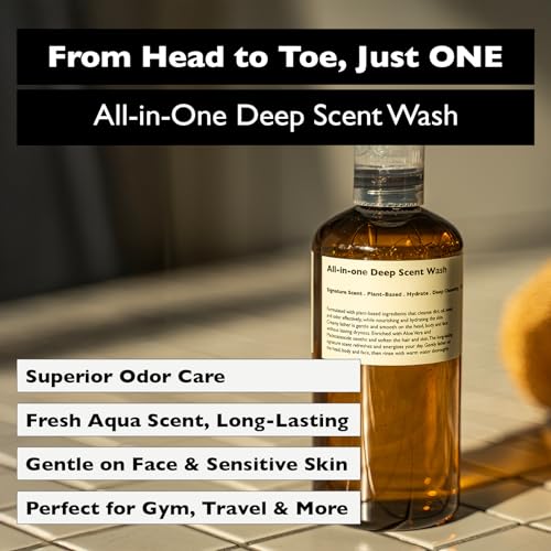 All-in-One Deep Scent Wash for Men, 10.14 fl oz. ? Face, Body & Hair Cleanser with Long-Lasting Fragrance