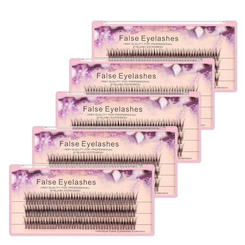 Bodermincer 120pcs 0.10mm Thickness Handmade Fish Tail False Lahses Thick Natural Long Black Individual False Eyelashes Fake Eye Lashes Extensions Makeup Tool (10mm)
