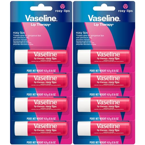 Vaseline Lip Therapy Rosy Lips 8-Pack ? Moisturizing Lip Balm, Tinted, 0.16 Oz Ea