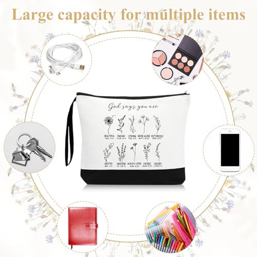Kacctyen Christian Gifts Bulk for Women International Womens Day Gifts Bulk, God Says You Are Makeup Bags, Bible Verse Cosmetic Bags with Zipper, Inspirational for Women, Church Retreat(20 Pcs)