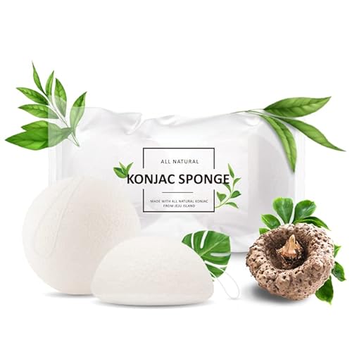 Memoir All Natural Korean Konjac Facial Sponge Set - 2 Pack | Gently Exfoliate Sensitive Skin, Great for Acne Prone Skin, Gentle Scrub, Removes Blackhead | Gently Daily Exfoliation