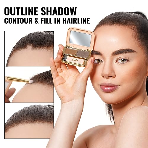 Oulac Waterproof Brown Eyebrow Powder Kit with Brow Brush 2 in1 Long Lasting Instant Eyebrow Pomade & Powder Natural Makeup for Sparse Brows 3.2 g/0.11 oz (Ginger£©