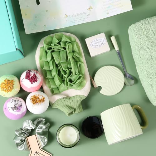 Luxury Women¡¯s Gift Set 12PCS ? Spa Bath Box with Mug, Candle, Bath Bombs, Soap & Hair Towel ? Relaxation Self-Care Gift for Birthday, Christmas, Mother¡¯s Day