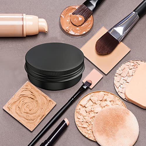 40 Pcs 2 Ounce Aluminum Tin Jars Containers Leak Proof Cosmetic Tin Jars Containers Round Screw Lids for Cosmetic, Salves, Balms, Lip Balm or Others, 60mL Black
