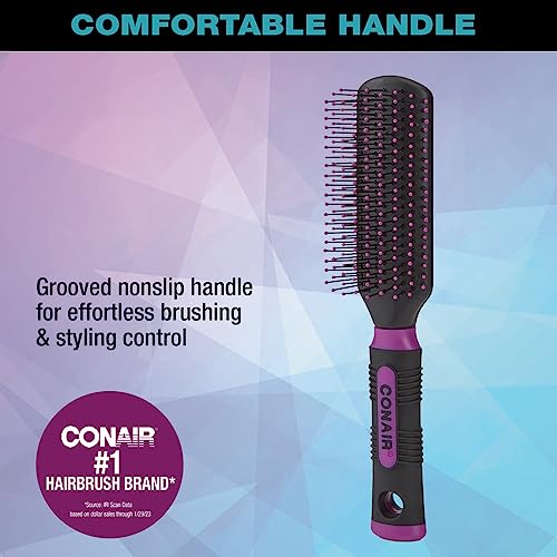 Conair Salon Results Velvet Touch Hairbrush for Thick Hair, Detangler with Nylon Bristles, 1 Count