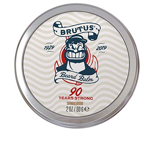 Brutus Beard Balm for Men, Non-Greasy Leave-in Conditioner with Matte Finish, Styling Balm Enriched with Jojoba Oil, Hemp Seed, and Vitamin E, Sandalwood Scent, 2 oz