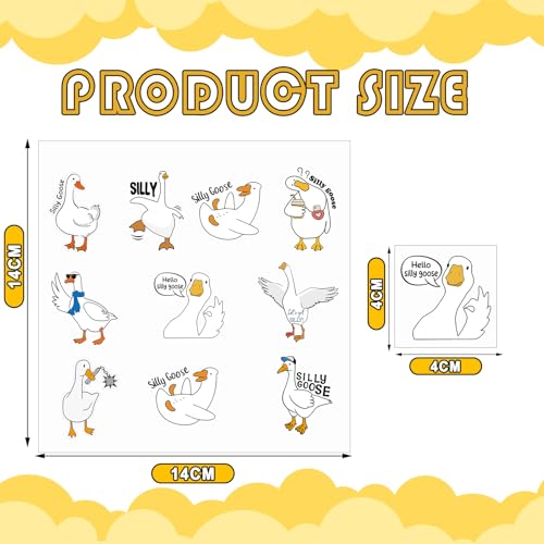 Blulu Silly Goose Temporary Tattoos 8 Sheets 80 Pcs One Goose Birthday Decorations Cute Animals Themed Fake Tattoo Stickers for Classroom Prize School Gifts Carnival Birthday Party Favors(Funny)