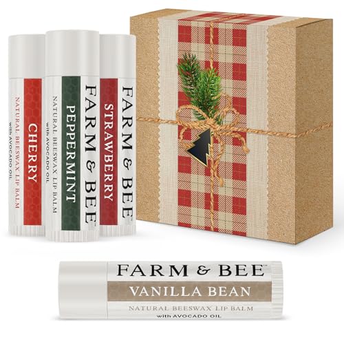 Natural Lip Balm ? Stocking Stuffer - 4 Pack Gifts for Women & Men - Organic & Natural Ingredients - Moisturizing Lip Chapstick - Great Gift Idea for Women, Men, Boys, and Girls - 0.15oz (Pack of 4)