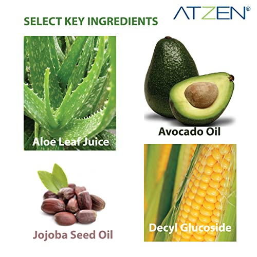 ATZEN Clean Natural Effective Cleansing Milk Facial Cleanser with Aloe and Decyl Glucoside 6.8fl.oz./200ml