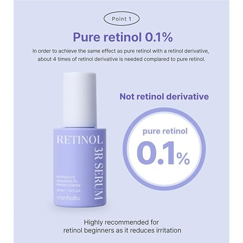 V'anhalla Retinol 3R Serum 1.01 fl.oz. | Vegan, Wrinkle Care, Gentle Retinol, Peptide Complex, Bakuchiol, Night Repair for Smoother & Firmer Skin