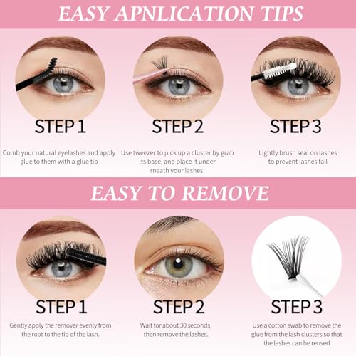 DIY Lash Clusters Kit Lash Extension Kit, 700pcs,40D&50D&60D, 9-16mm, D Curl, Natural Volume Lash Extensions Wispy Eyelash Clusters Individual Lashes Kit, 12#Black