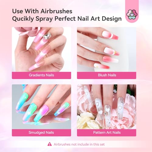 SAVILAND 12 Color Airbrush Gel Polish Set: 2026 Must Have Dilution-Free, Non-Acetone Formula with Fine Mist Sprayer for French & Ombre Nail Art, Home and Salon Use