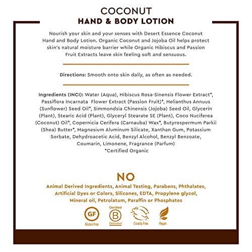 Desert Essence Organic Coconut Hand and Body Lotion 8 fl. oz.