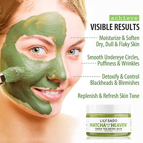 LILY SADO MATCHA MADE IN HEAVEN¢â Green Tea Matcha & Avocado Face Mask - Natural Organic Vegan Facial Mask - Anti-Aging Antioxidant Defense Against Acne, Blackheads & Wrinkles ? Get Visible Results