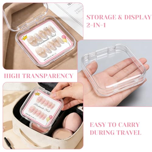 26 PCS Press on Nail Storage Box, 24PCS Small Press on Nail Box and 2 Pack Big Nails Storage Boxes Plastic, Nails Case Containers for Art DIY Jewelry Fishing Tackle, Mini Clear Dimond Storage