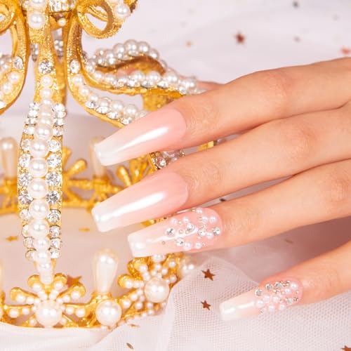 LOVFUL Press on Nails Dream Wedding | Handmade with Full Covered Crystals | Reusable Full Cover Nails | Coffin Classic Regular 1.3 in | H76-S