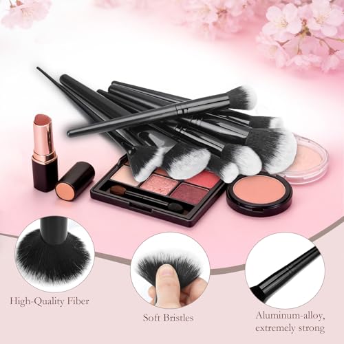 65Pcs Makeup Brushes Set Premium Makeup Kit with Case Premium Synthetic for Foundation Concealer Blush Eyeshadow Powder Contour Makeup Brush Kit Face Eye Make up Brushes & Tools (Black)