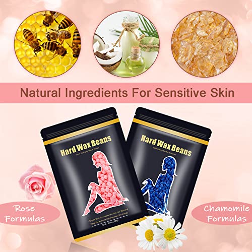 Waxing Kit for Women - Mini Wax Warmer, Hard Wax Kit with 14oz Beads, Portable Hair Removal for Face, Armpit, Eyebrow, Brazilian Bikini Waxing at Home