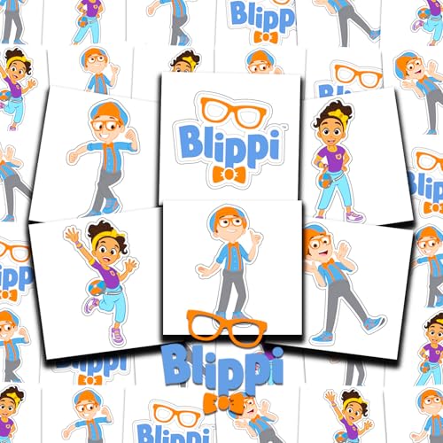 Blippi Tattoos Party Favors Bundle ~ 72 Perforated Individual 2" x 2" Blippi Temporary Tattoos for Kids Boys Girls (Blippi Party Supplies)