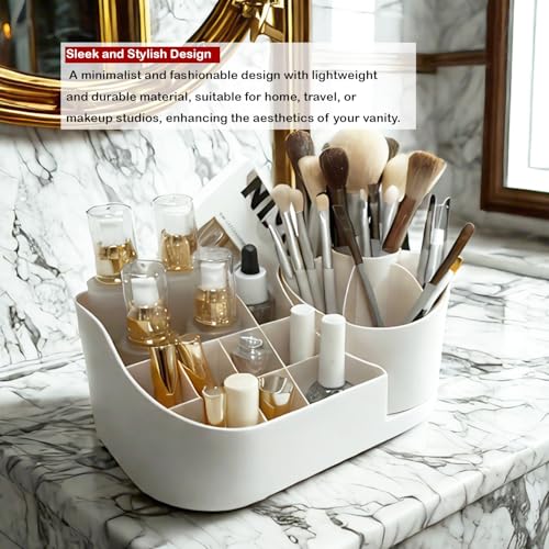 Makeup Organizer Countertop with Rotating Brush Holder for Vanity, Bathroom, Dresser Cosmetic Makeup Storage Organizer Multifunctional¡¦