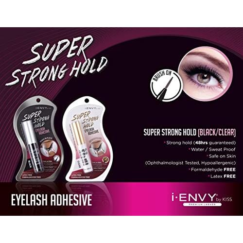 Kiss I Envy Eyelash Adhesive Super Strong Hold Clear 5 Gram (Pack of 6)