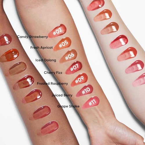 JUDYDOLL Ice Watery Lip Gloss, Moisturizing Liquid Lipstick with Hyaluronic Acid & Collagen, Non-sticky, No transfer Long-lasting Mirror Lip Glazes with Iron Applicator (11 Grape Shake, 2.4 grams)