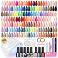 phoenixy Gel Nail Polish Kit with U V Light, 45 Colors All Seasons Soak Off 64 Pcs Gel Polish Nail Set with Base & Matte/Glossy/Glitter Top Coat Manicure Tools Complete Gel Nail Kit Gift for Women