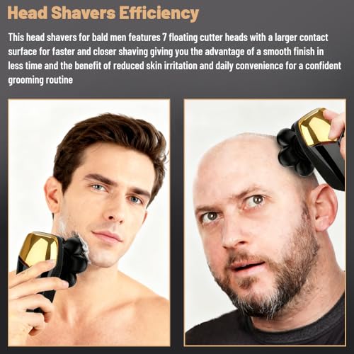 Head Shavers for Bald Men, Electric Shaver 7D, Waterproof Cordless Shaver for Travel Home and Daily Grooming Kit