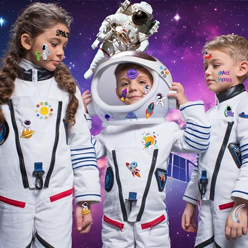 96PCS Galaxy Pre-Cut Temporary Tattoos for Kids - Outer Space Themed Birthday Party Supplies, Cute Stickers for Boys & Girls, Fun Party Favors, Classroom Prizes, Christmas Gifts