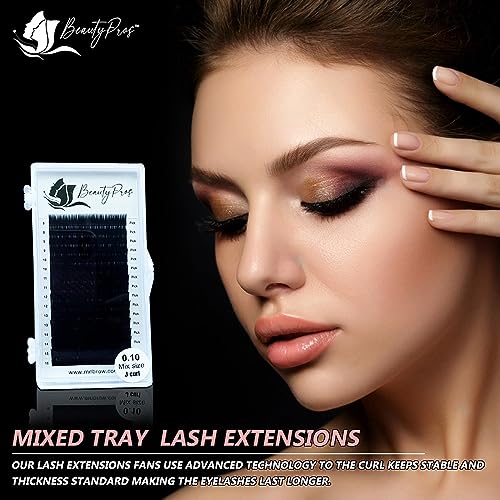 Professional Eyelash Extension Kit ? Curl B,C,D,J & M - Volume Eyelash Extensions Supplies Mix Tray (8-16mm) - 0.03,0.05,0.07,0.015, 0.20mm Thickness (C-Curl - 0.07mm - Pink)