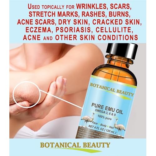 Botanical Beauty PURE EMU OIL 100% Natural Unrefined for Face, Skin, Body, Hands, Feet, Nails, Hair, Lip Care 2 Fl Oz - 60 ml