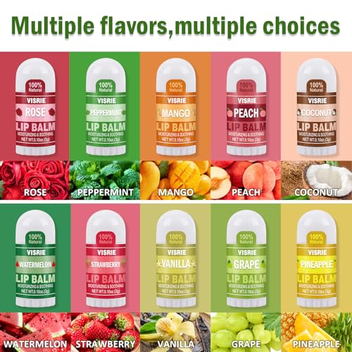 180 Pack Mini Lip Balm Bulk, Natural Lip Balm with Vitamin E & Beeswax, Moisturizing Lip Care for Dry Lips, Perfect for Party Favors, Care Packages & Small Gifts