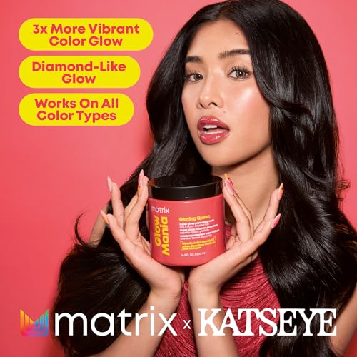 Matrix Glow Mania Super Gloss Protecting Mask-Protects Glow&Shine,With Glycolic Acid&Rosehip Oil,For Dull&Color-Treated Hair