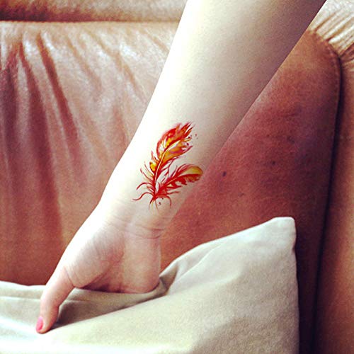 8 Pieces Small Cute Wrist Women Peacock Green Blue Pink Red Feather Rainbow Arrow Temporary Tattoo